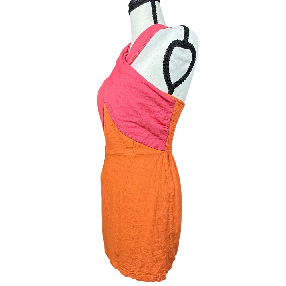 Petal & Pup Mini Dress Womens 4 Orange Pink Sundress Festival Halter Neck Mini - Picture 6 of 12